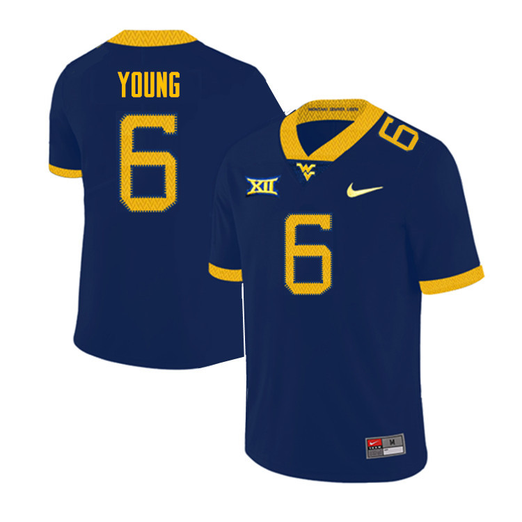 Men #6 Scottie Young West Virginia Mountaineers College Football Jerseys Sale-Navy